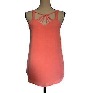 NAKED ZEBRA Strappy Tank Womens Top Medium Peach Pink Lined New DT106618 Coral